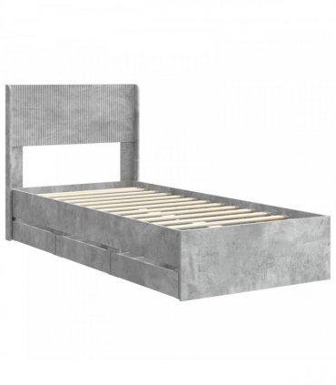 vidaXL Bed Frame with Storage and Headboard Concrete Grey 90 x 200 cm