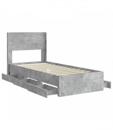 vidaXL Bed Frame with Storage and Headboard Concrete Grey 90 x 200 cm