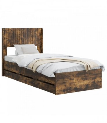 vidaXL Bed Frame with Storage and Headboard Smoked Oak 90 x 200 cm