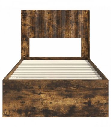 vidaXL Bed Frame with Storage and Headboard Smoked Oak 90 x 200 cm