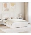 vidaXL Bed Frame with Storage and Headboard White Engineered Wood