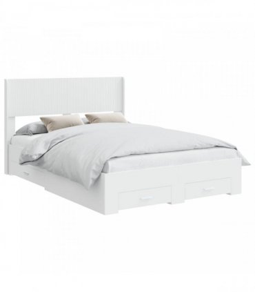 vidaXL Bed Frame with Storage and Headboard White Engineered Wood