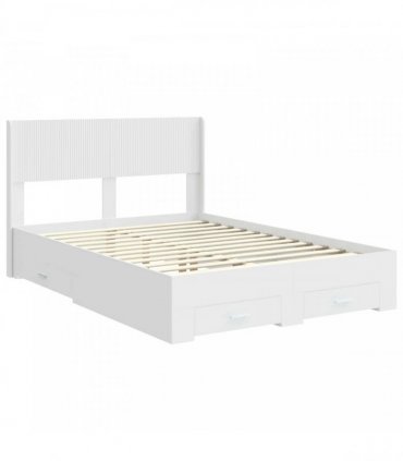 vidaXL Bed Frame with Storage and Headboard White Engineered Wood