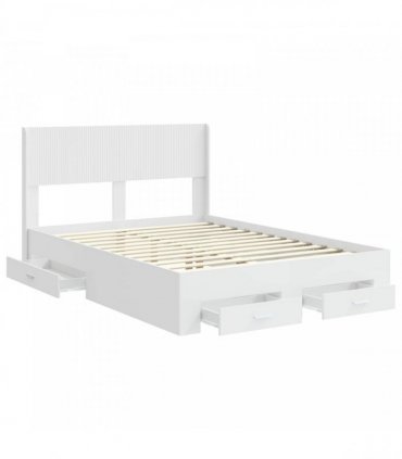 vidaXL Bed Frame with Storage and Headboard White Engineered Wood