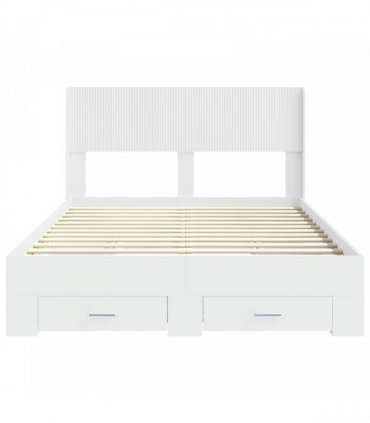 vidaXL Bed Frame with Storage and Headboard White Engineered Wood