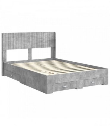 vidaXL Bed Frame with Storage and Headboard Concrete Grey 140 x 190 cm