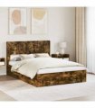 vidaXL Bed Frame with Storage and Headboard Smoked Oak 140 x 190 cm