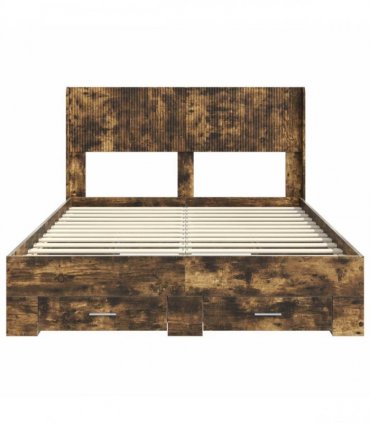 vidaXL Bed Frame with Storage and Headboard Smoked Oak 140 x 190 cm