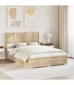 vidaXL Bed Frame with Storage and Headboard Sonoma Oak Engineered Wood