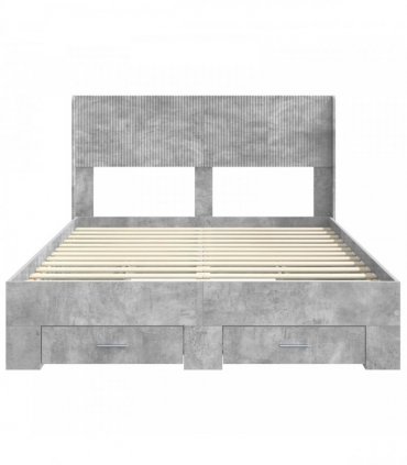 vidaXL Bed Frame with Storage and Headboard Concrete Grey 135 x 190 cm