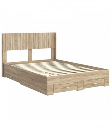 vidaXL Bed Frame with Storage and Headboard Sonoma Oak Engineered Wood