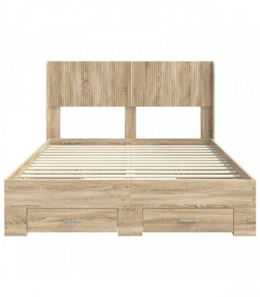 vidaXL Bed Frame with Storage and Headboard Sonoma Oak Engineered Wood