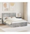 vidaXL Bed Frame with Storage and Headboard Concrete Grey 120 x 190 cm