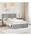 vidaXL Bed Frame with Storage and Headboard Grey Sonoma