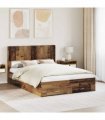 vidaXL Bed Frame with Storage and Headboard Old Wood 120 x 190 cm