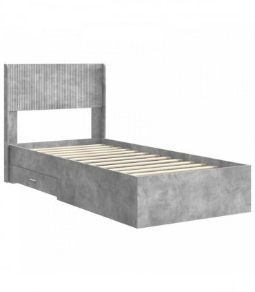 vidaXL Bed Frame with Storage and Headboard Concrete Grey 100 x 200 cm