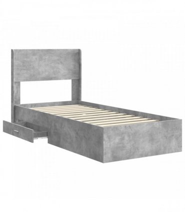 vidaXL Bed Frame with Storage and Headboard Concrete Grey 100 x 200 cm