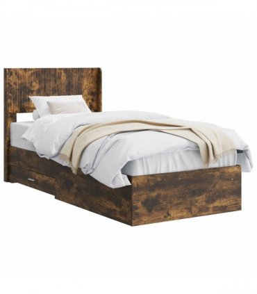 vidaXL Bed Frame with Storage and Headboard Smoked Oak 100 x 200 cm