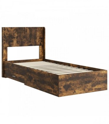 vidaXL Bed Frame with Storage and Headboard Smoked Oak 100 x 200 cm