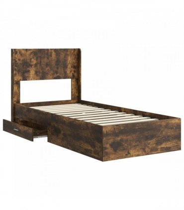 vidaXL Bed Frame with Storage and Headboard Smoked Oak 100 x 200 cm