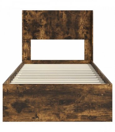 vidaXL Bed Frame with Storage and Headboard Smoked Oak 100 x 200 cm