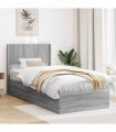vidaXL Bed Frame with Storage and Headboard Grey Sonoma 100 x 200 cm