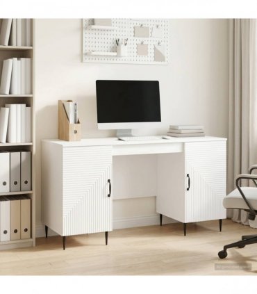 vidaXL Desk High Gloss White 142.5 x 50 x 75 cm Engineered Wood