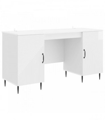 vidaXL Desk High Gloss White 142.5 x 50 x 75 cm Engineered Wood