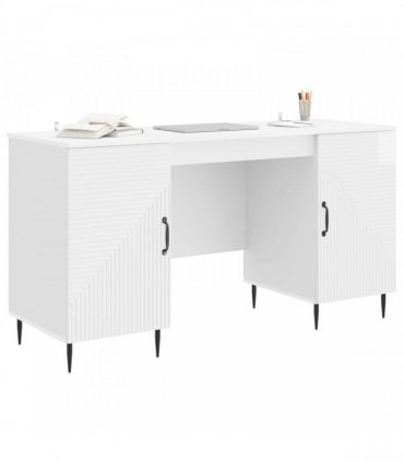 vidaXL Desk High Gloss White 142.5 x 50 x 75 cm Engineered Wood
