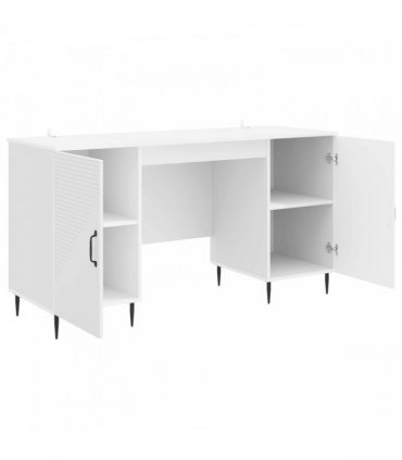 vidaXL Desk High Gloss White 142.5 x 50 x 75 cm Engineered Wood