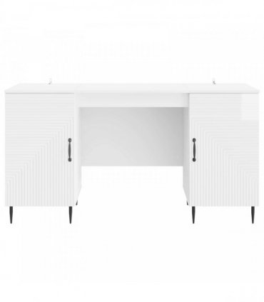 vidaXL Desk High Gloss White 142.5 x 50 x 75 cm Engineered Wood