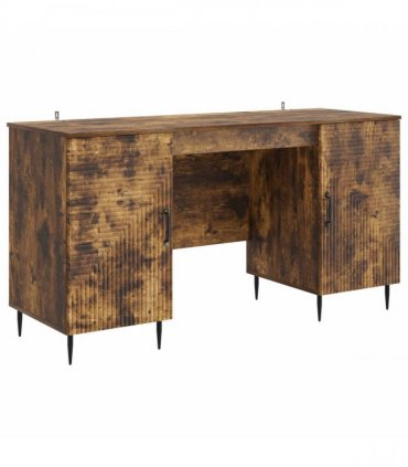 vidaXL Desk Smoked Oak 142.5 x 50 x 75 cm Engineered Wood