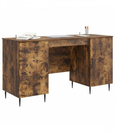 vidaXL Desk Smoked Oak 142.5 x 50 x 75 cm Engineered Wood