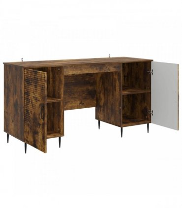 vidaXL Desk Smoked Oak 142.5 x 50 x 75 cm Engineered Wood
