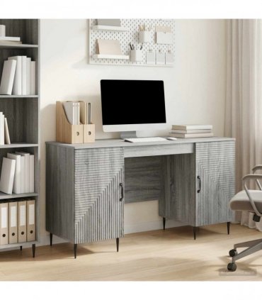vidaXL Desk Grey Sonoma 142.5 x 50 x 75 cm Engineered Wood