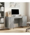 vidaXL Desk Grey Sonoma 142.5 x 50 x 75 cm Engineered Wood