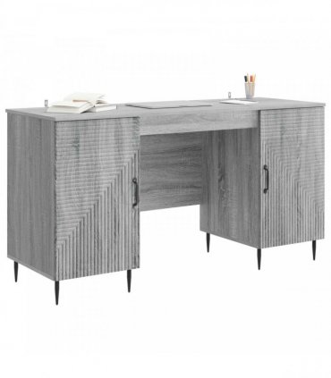 vidaXL Desk Grey Sonoma 142.5 x 50 x 75 cm Engineered Wood