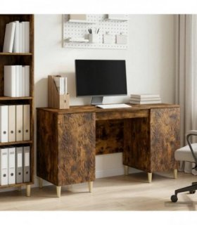 vidaXL Desk Smoked Oak 142.5 x 50 x 75 cm Engineered Wood