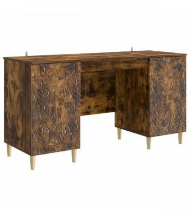 vidaXL Desk Smoked Oak 142.5 x 50 x 75 cm Engineered Wood