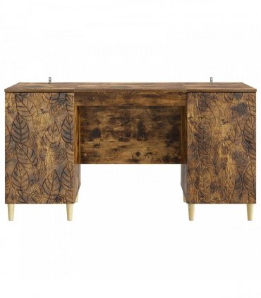 vidaXL Desk Smoked Oak 142.5 x 50 x 75 cm Engineered Wood