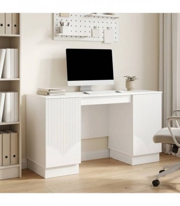 vidaXL Desk High Gloss White 142.5 x 50 x 75 cm Engineered Wood