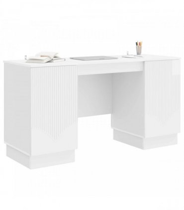 vidaXL Desk High Gloss White 142.5 x 50 x 75 cm Engineered Wood