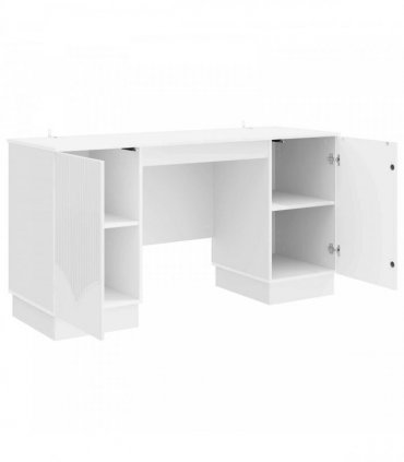 vidaXL Desk High Gloss White 142.5 x 50 x 75 cm Engineered Wood