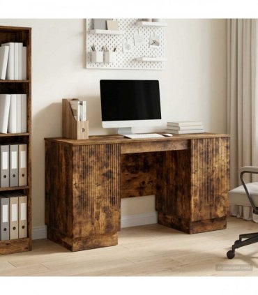 vidaXL Desk Smoked Oak 142.5 x 50 x 75 cm Engineered Wood