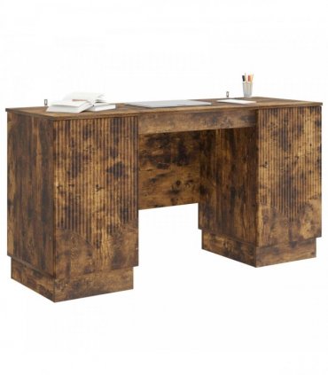 vidaXL Desk Smoked Oak 142.5 x 50 x 75 cm Engineered Wood
