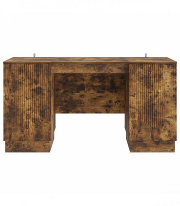 vidaXL Desk Smoked Oak 142.5 x 50 x 75 cm Engineered Wood