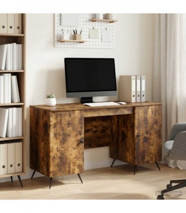 vidaXL Desk Smoked Oak 142.5 x 50 x 75 cm Engineered Wood
