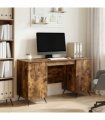 vidaXL Desk Smoked Oak 142.5 x 50 x 75 cm Engineered Wood