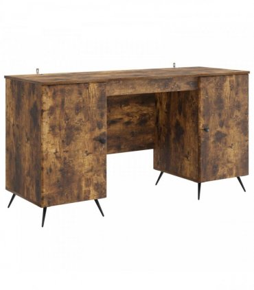 vidaXL Desk Smoked Oak 142.5 x 50 x 75 cm Engineered Wood