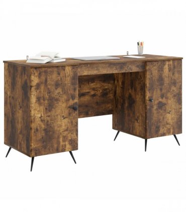 vidaXL Desk Smoked Oak 142.5 x 50 x 75 cm Engineered Wood